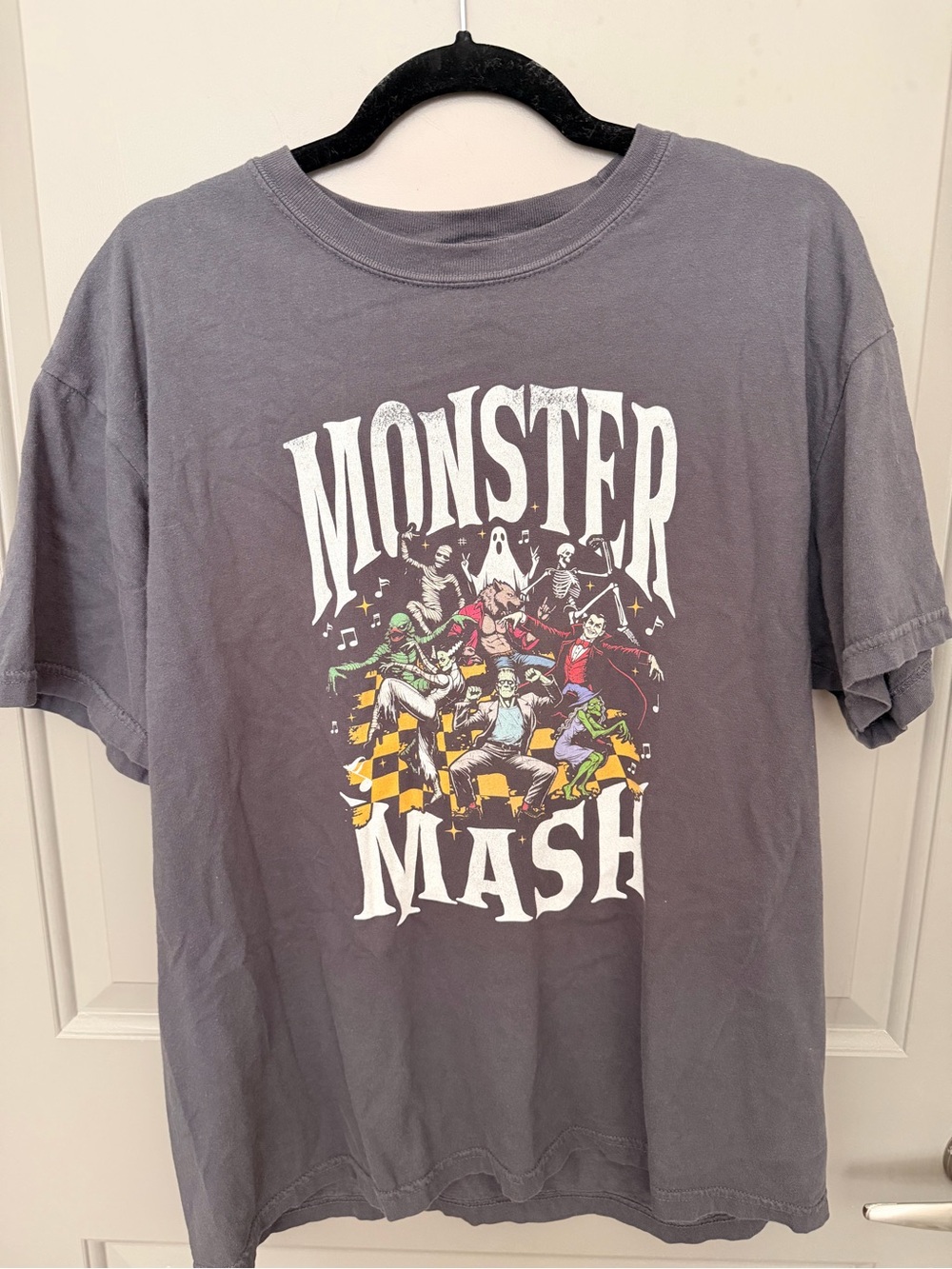 Comfort Colors Monster Mash Graphic Tee - Gray size Large Halloween